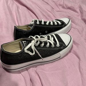 Sparkly Black platform Converse